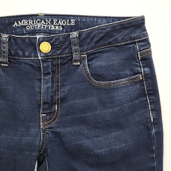 American Eagle Women's Denim Super Stretch Dark Blue Jeans Jegging Size 6 Reg - Picture 3 of 11